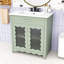 Meuble-lavabo de salle de bain avec lavabo, portes en verre trempé et rangement à fermeture en douceur-2053519861