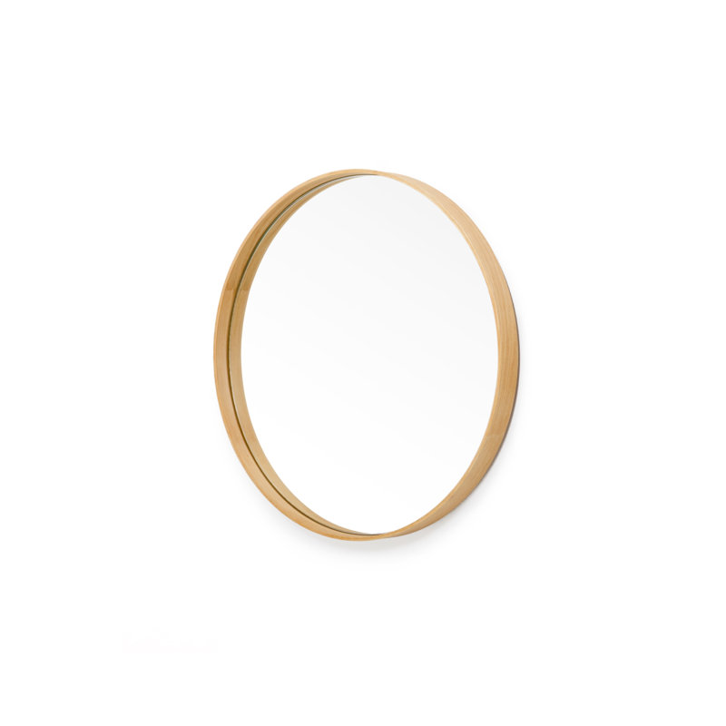 Round Wall Mirror, 12" x 12", Brown