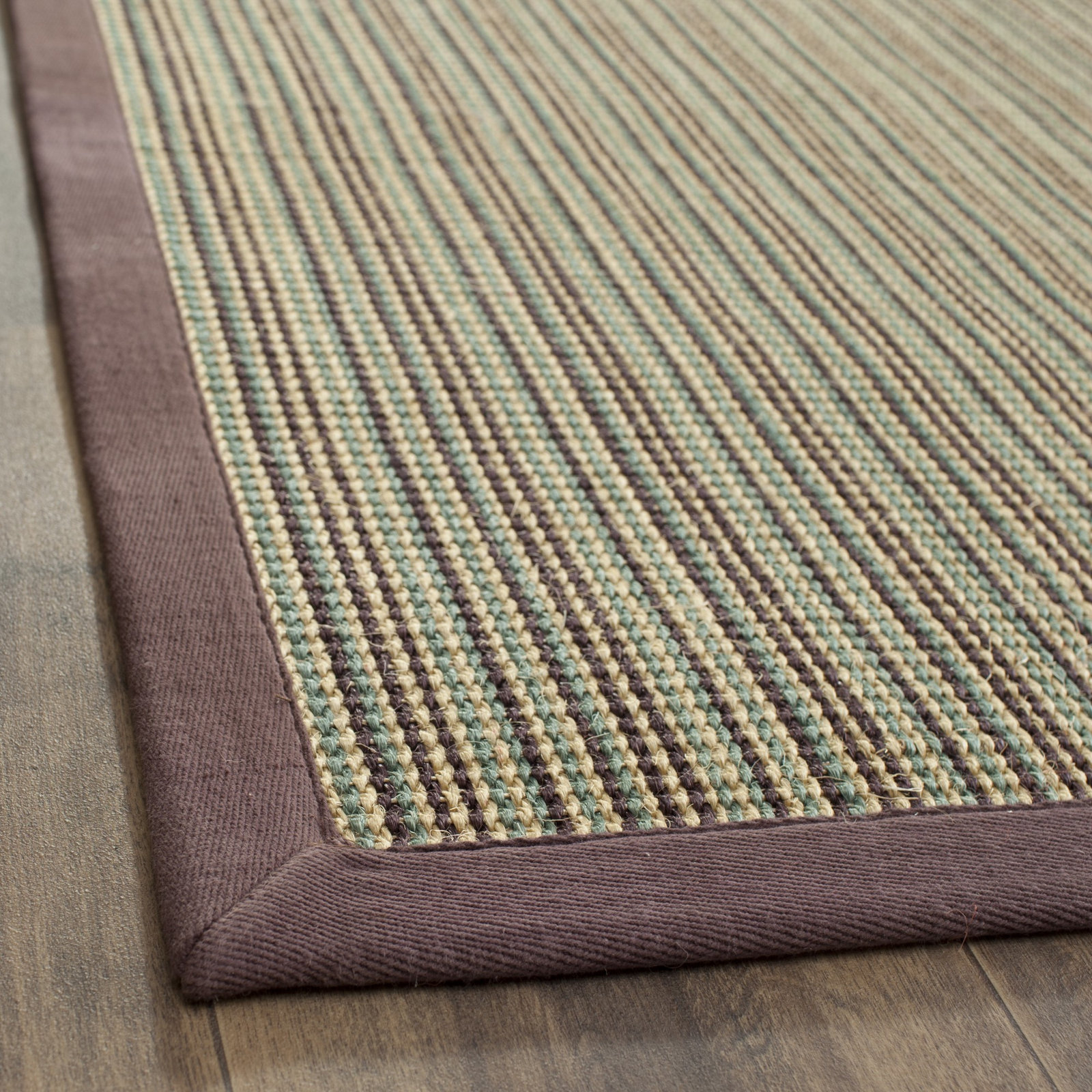 Auckland Striped Sisal Beige/Purple Area Rug, Runner 2'6" x 12'