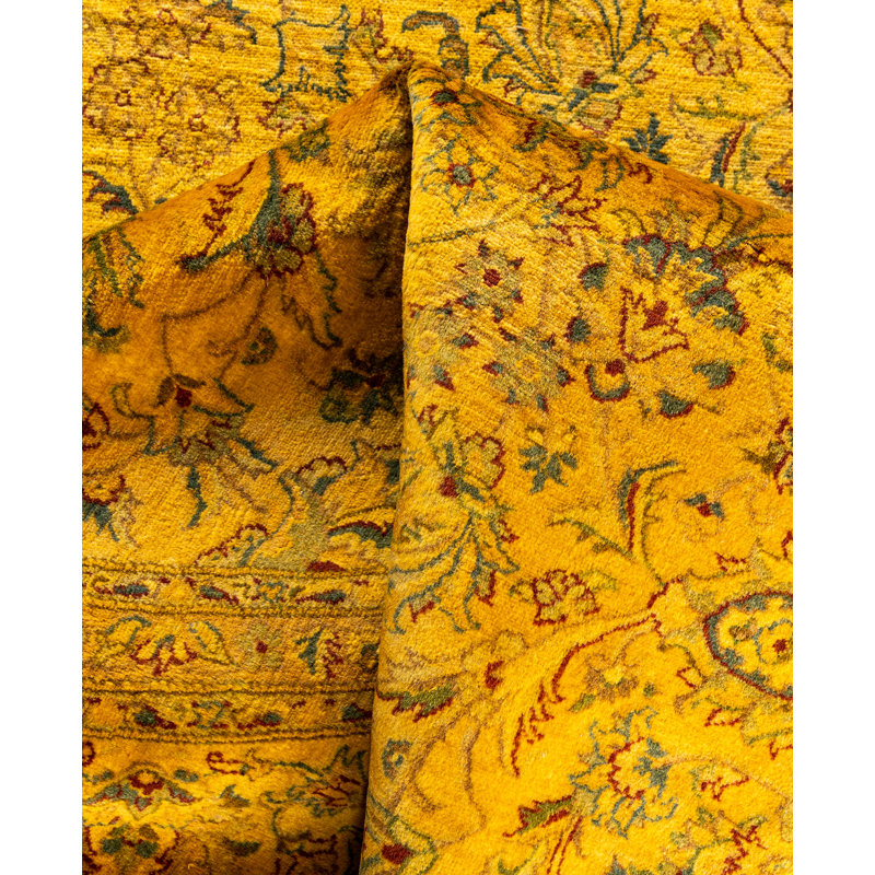 Overdyed Hand-Knotted Wool Modern-Contemporary Yellow Area Rug 8' 2" x 8' 2"