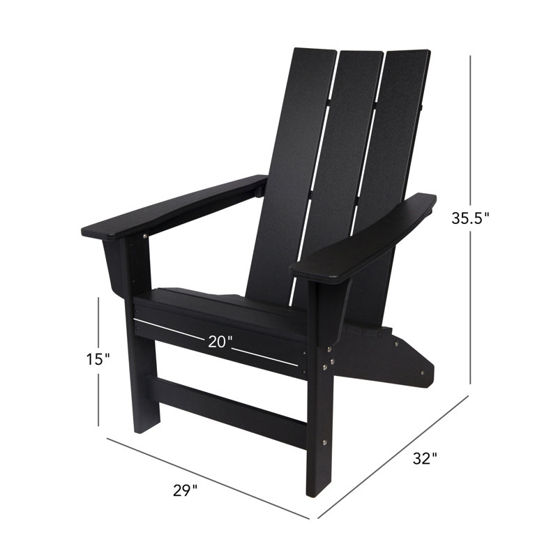 Arenijus Modern Weather-Resistant Plastic Adirondack Chair, Black
