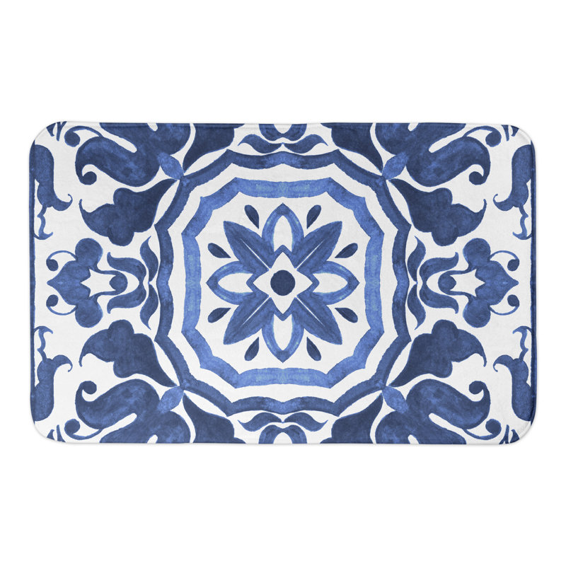 Tapis pour salle de bain tuile damassé Howington