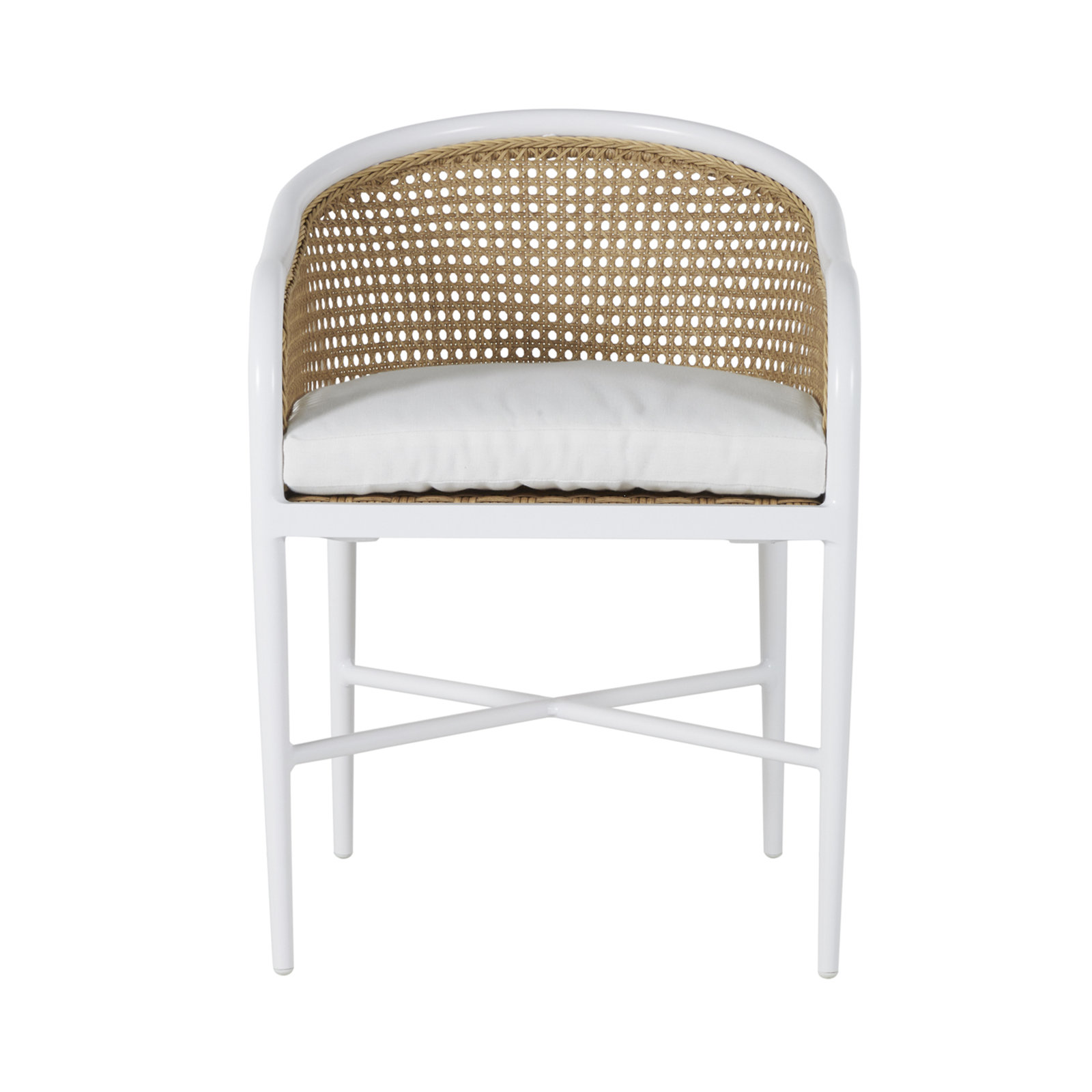 Havana Cane N-Dura Resin Wicker Outdoor Arm Chair, Chalk, No Welt, Natural White