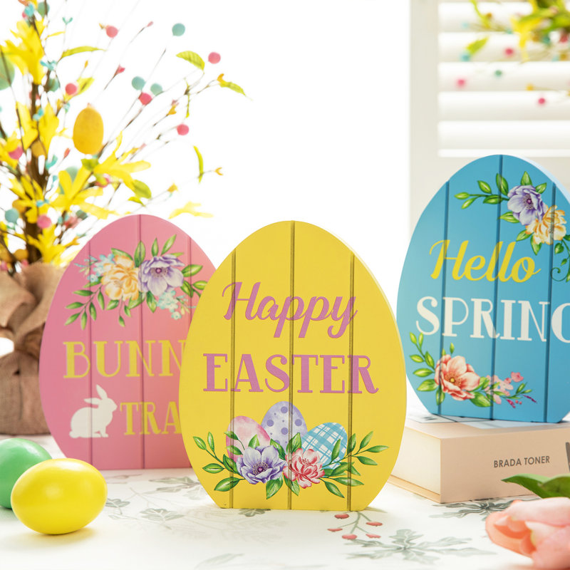 3 Piece Easter Egg Sign Set