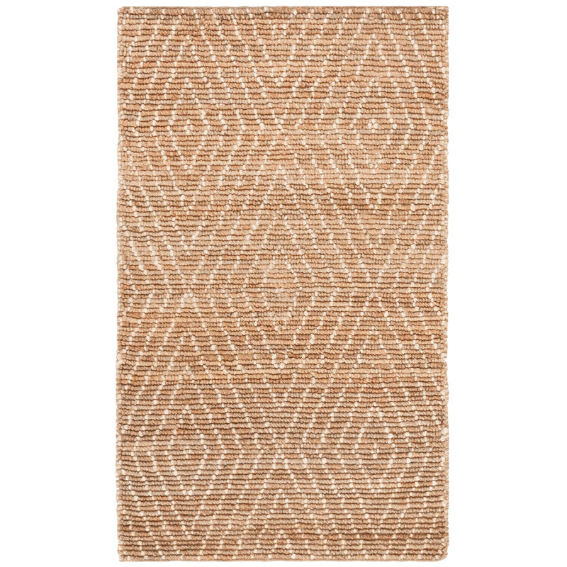 Wilmore Hand Woven Jute/Cotton Geometric Rug in Natural/Ivory, Rectangle 4' x 6'
