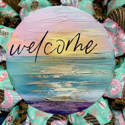 Pastel Ocean Waves Beach Wreath Handmade