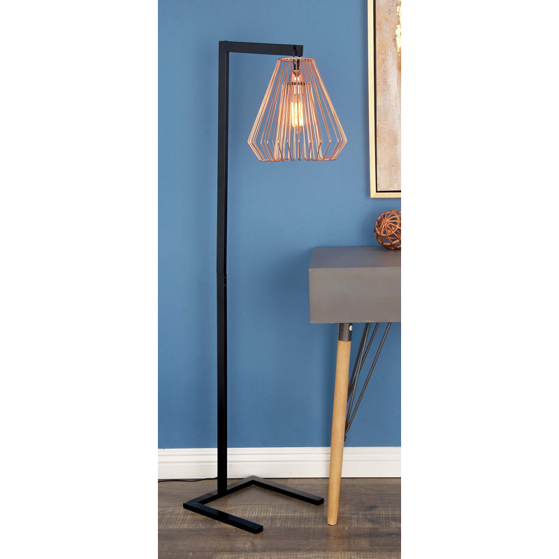 Metal Wire 55" Novelty Floor Lamp, Rose/Black