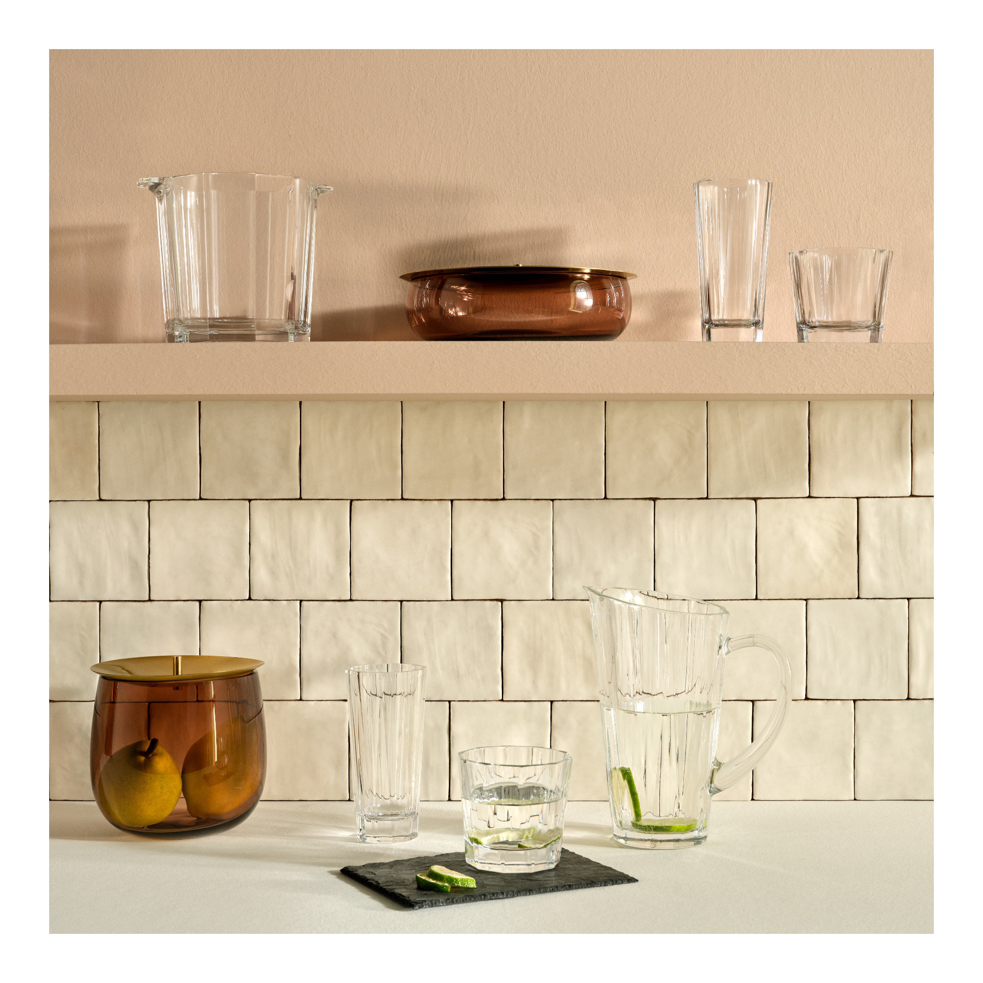Beret Lead Free Crystal Jar, Caramel, 2.56" H x 8.43" W x 8.43" D