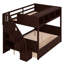 Lit superposé simple au dessus d'un lit double avec tiroirs Jamise Kids-668530294