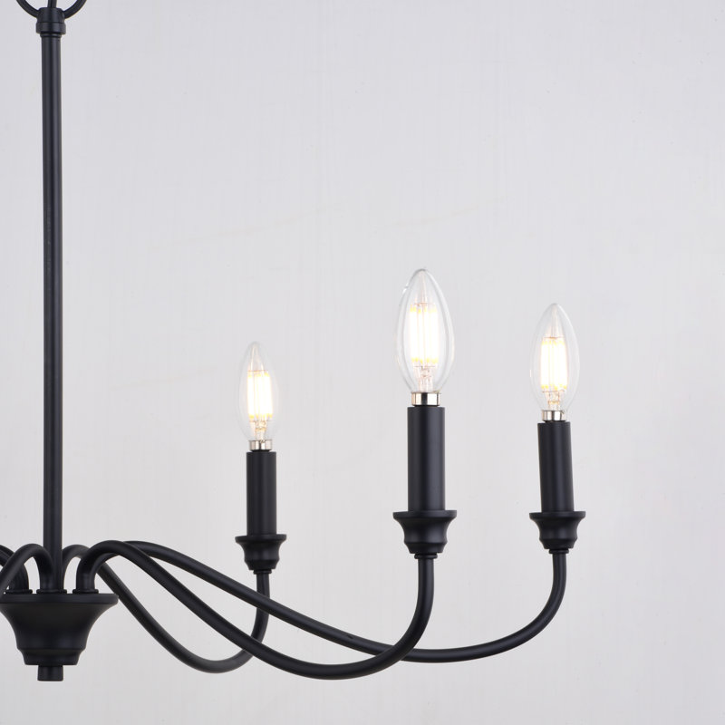 Baran 6 - Light Steel Dimmable Chandelier, Matte Black
