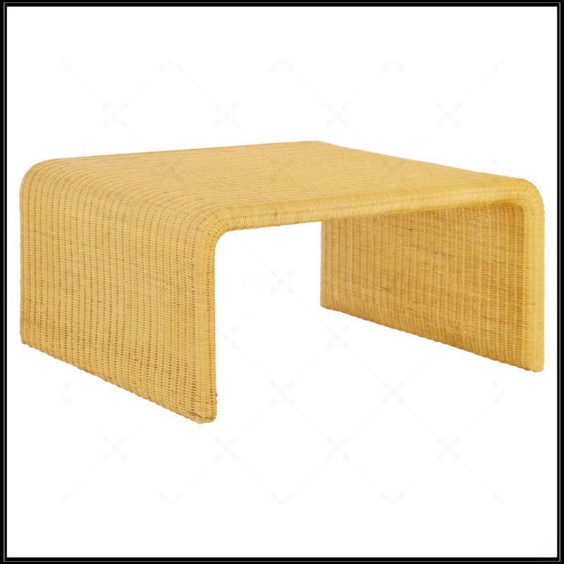 Table basse carrée en rotin naturel tissé, Naturel
