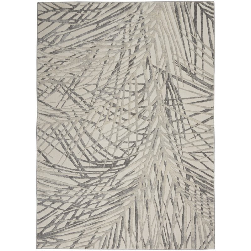 Bonna Abstract Ivory/Gray Area Rug, Rectangle 5'3" x 7'3"