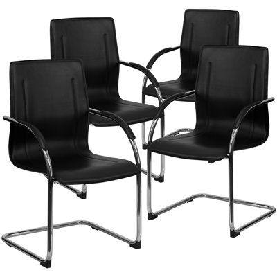 Chaise de réception d'appoint en vinyle avec base traîneau chromée Lauzon -Sièges d'invités et hall d'entrée
