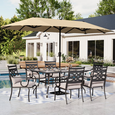 Leonard 6 - Person Patio Dining Set with Rectangular Table , Cushions Included