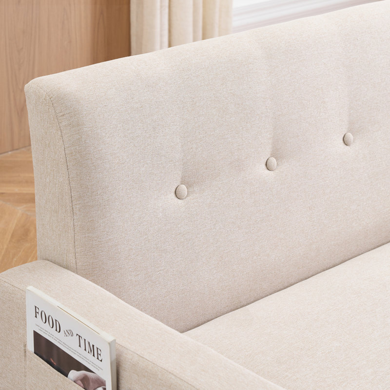 Multi-functional storage comfortable double sofa, Beige Fabric