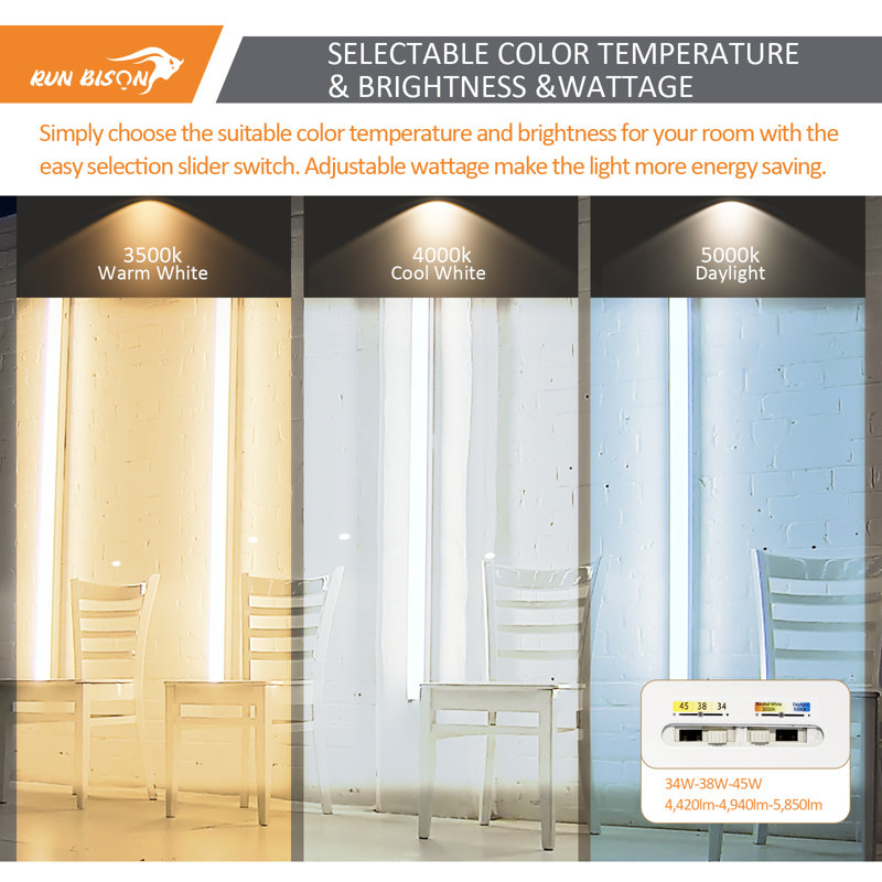 4 ft. Integrated LED Dimmable Linear LED Strip light Shop light, CCT/Wattage/Lumen Selectable