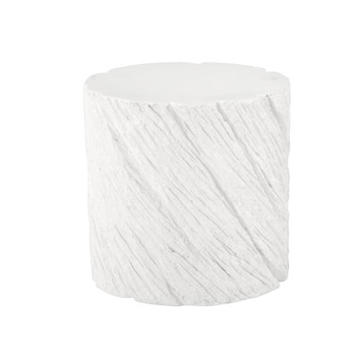 Shear Side Table, Oval, White Stone