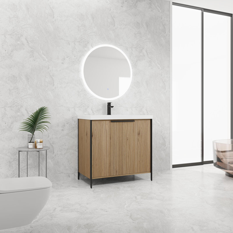 Meuble-lavabo autoportant avec lavabo en résine
