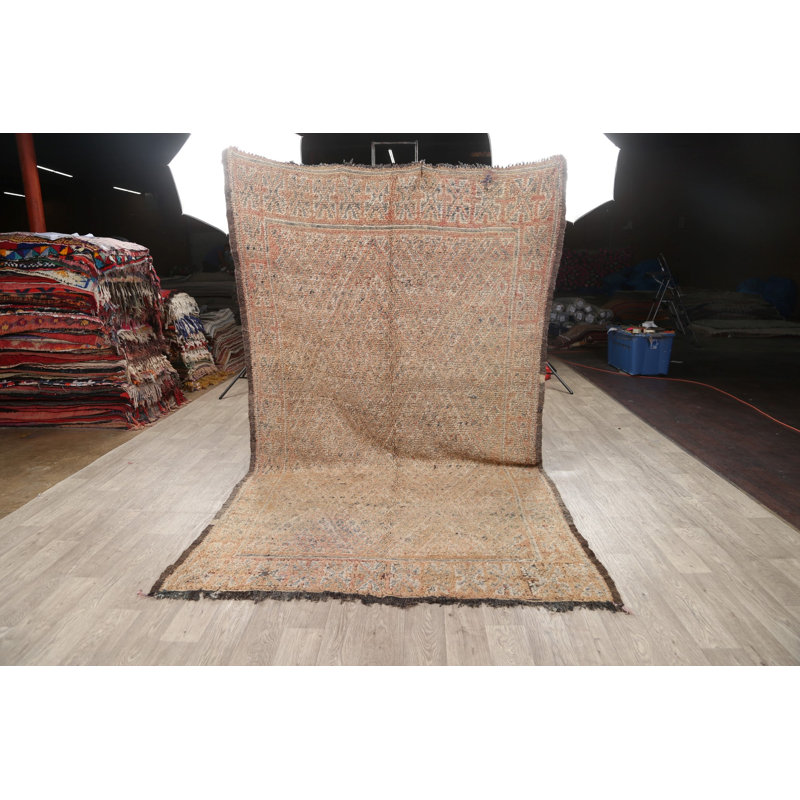 Tapis décoratif en laine noué à la main de conception unique 6 pi x 10 pi 4 po Ivoire/gris
