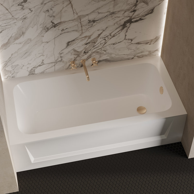 Baignoire d'angle Virage 60 po x 30 po avec bonde à droite et tablier, Droite