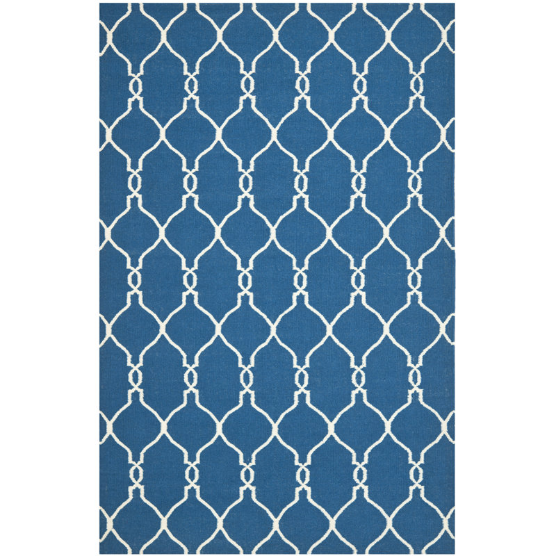 Rodgers Hand Woven Flat Weave Wool Geometric Rug, Rectangle 3' x 5'