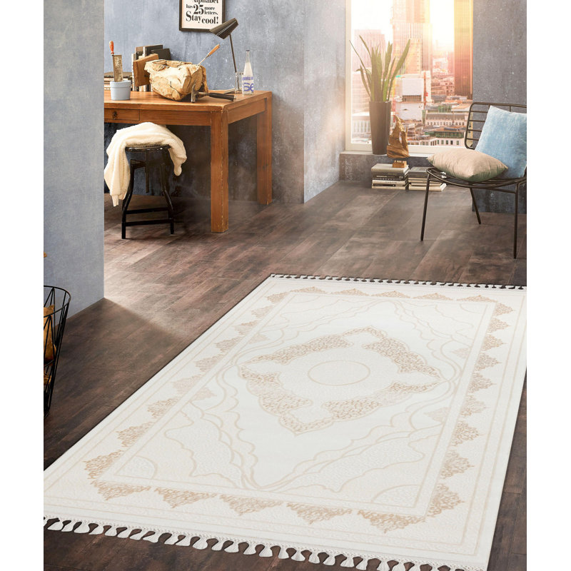 Tapis oriental en acrylique tissé à la machine Berenice, Rectangle 3 pi 11 po x 5 pi 11 po