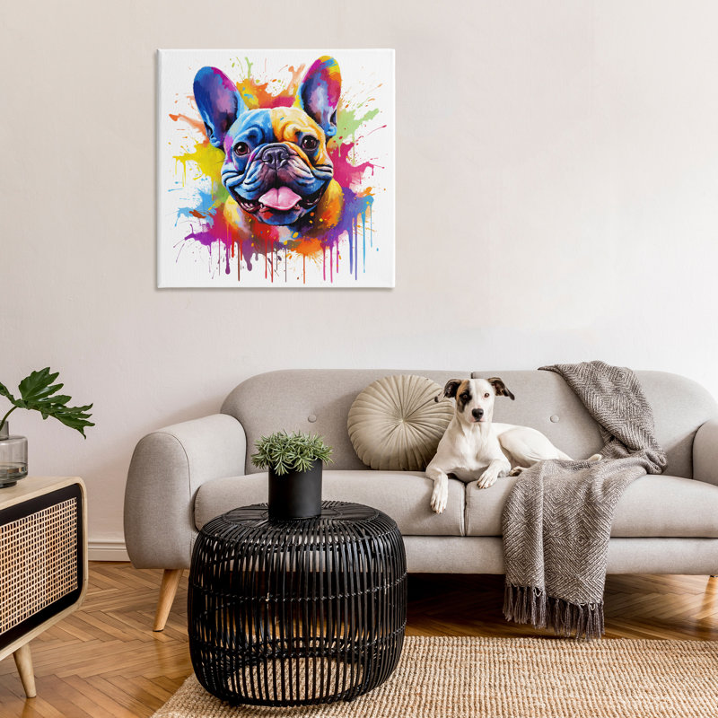 Bouledogue français moderne par Marybeth Cunningham, H 36 po x l 36 po x P 1,5 po