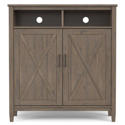 Ela 39"W Solid Wood 2-Shelf Medium Storage Cabinet with 2 Open Cubbies