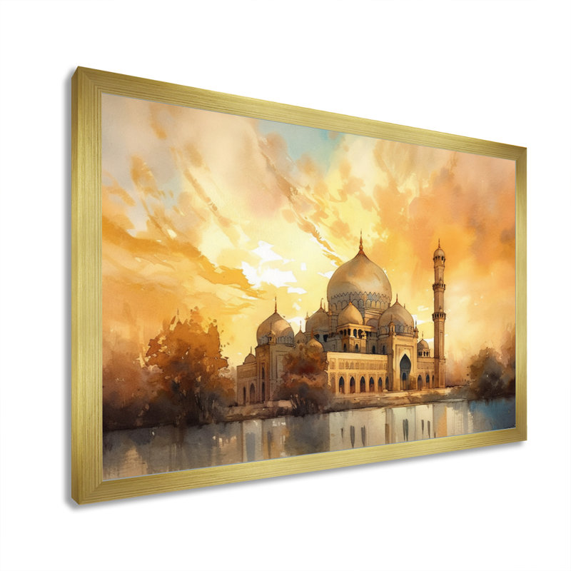 Scared Mosque II " Scared Mosque II ", 12" H x 20" W x 1" D, Gold Picture Framed