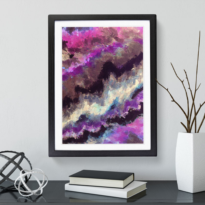 Blinded By Light Abstract - Wall Art, Black Framed, 48cm H x 36cm W, White