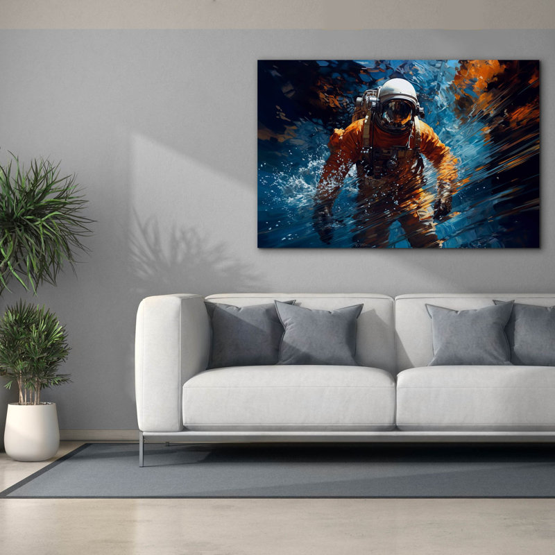 Ivy Bronx, «Astronaut In Space And Water» par Momart, art mural sur toile, H 40 po x l 60 po x P 1,5 po