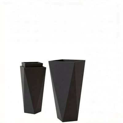 Stackable Planters Set Of 3, Mgo Large Modern Outdoor Patio Pots