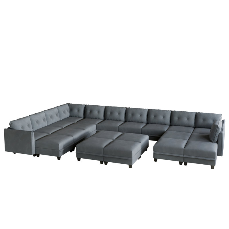 Zendajas Upholstered U-Shaped Sectional Reversible, Gray Polyester Blend