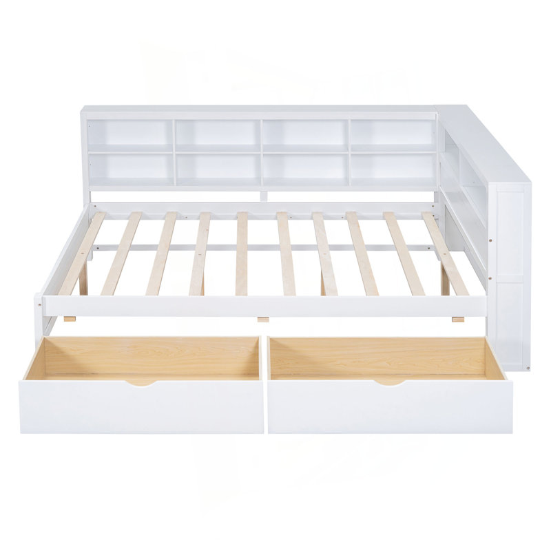 Wooden Full Size Daybed With 2 Drawers, Daybed With Storage Shelf And USB Charging Ports