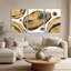 «Abstract Geode Rock Shapes in Teal and Pink Collage», ensemble de 3 toiles murales-121732295