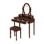 Ensemble de coiffeuse avec miroir ajustable, 5 tiroirs et tabouret rembourré