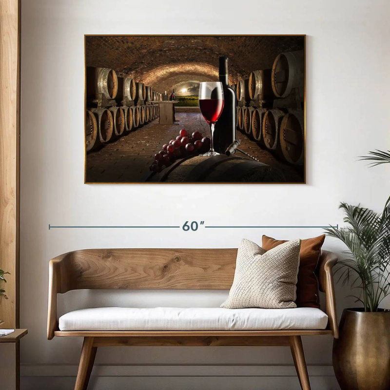 Winery, 46 po x 31 po, Cadre flottant doré