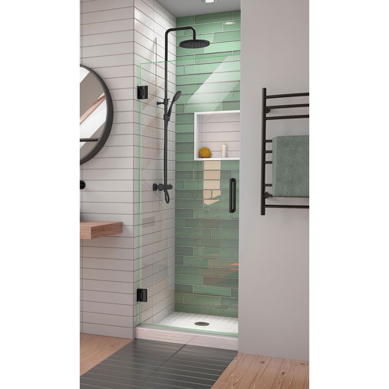 DreamLine Unidoor-LS porte de douche à charnière sans cadre l 24 po x H 72 po noir mat, Noir mat, 24"
