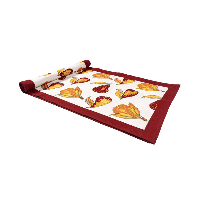Orchard Pear Handmade Floral Table Runnner, 90" x 16"