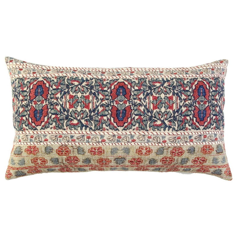 Coussin lombaire à motif rouge et beige