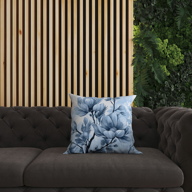 Coussin décoratif réversible intérieur / extérieur Zinnia Zest, H 26 po x l 26 po, Bleu