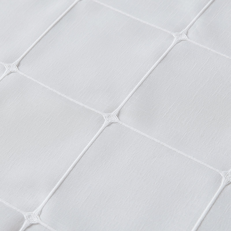 Rideau semi-transparent à carreaux avec passe-tringle, Blanc, L 52 po x L 84 po