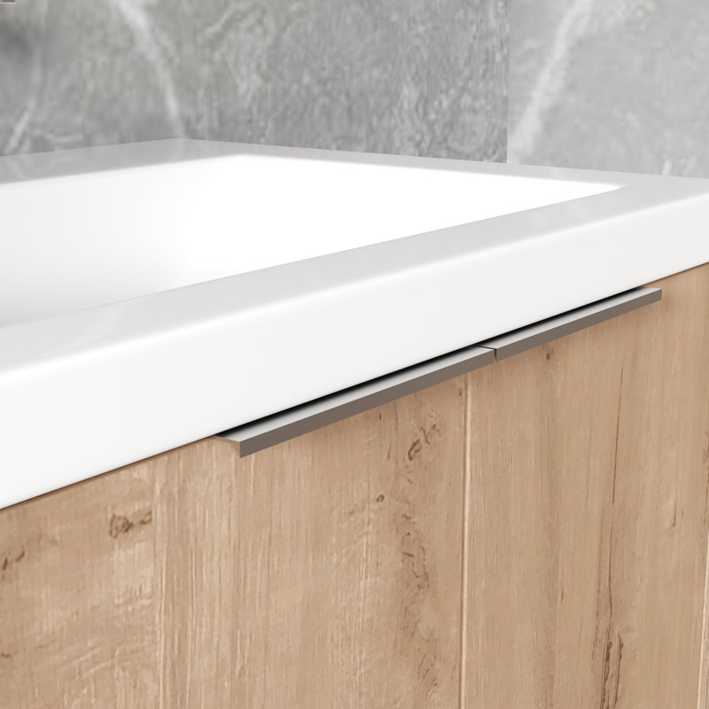 Meuble-lavabo 48 po avec armoire latérale et lavabo - charnières à fermeture en douceur de style contemporain - Contreplaqué généreux en résine