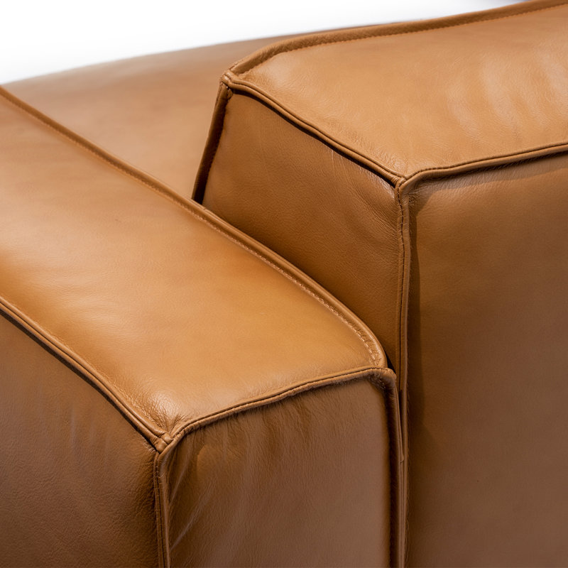 Canapé modulaire en cuir Hamall Nathan, Cuir véritable brun, Orienté à gauche (vu de face)