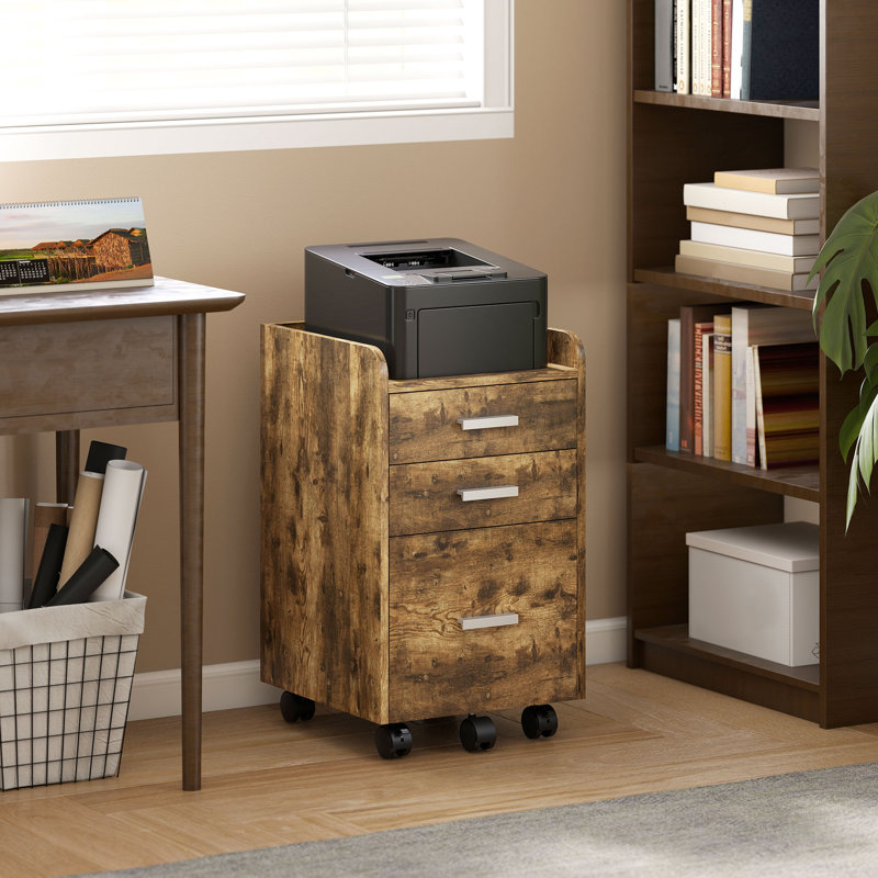 39.2cm Wide 3 -Drawer File Cabinet, Rustic Brown
