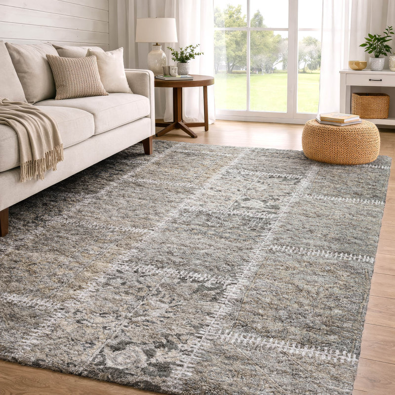 Tapis à poil long de qualité supérieure lavable à la machine ADS635, Taupe, 3' x 5'