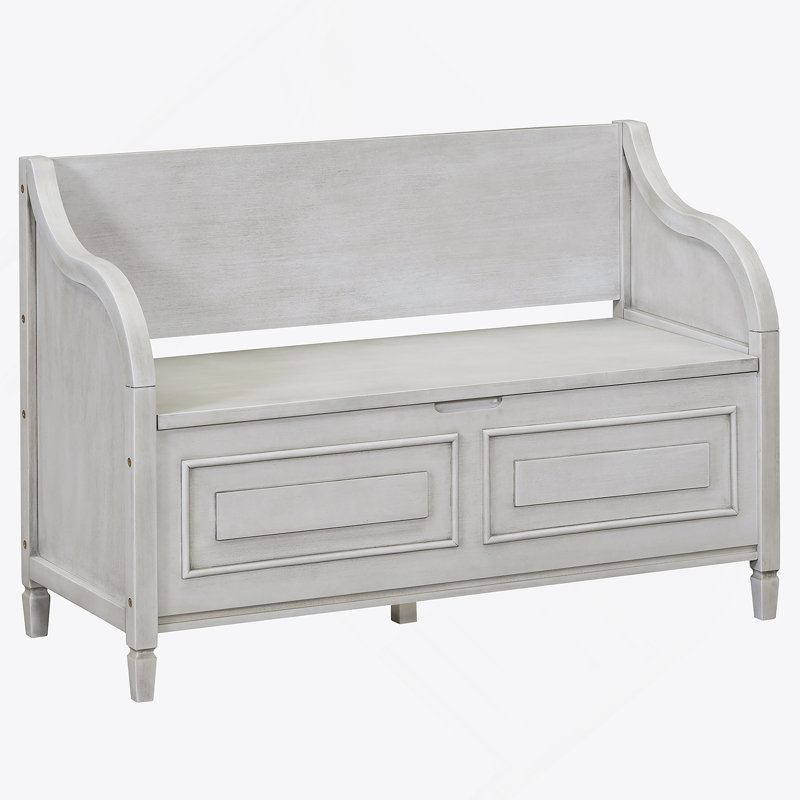 Rustic Multifunctional Storage Bench (Gray Wash+Beige), Gray Wash