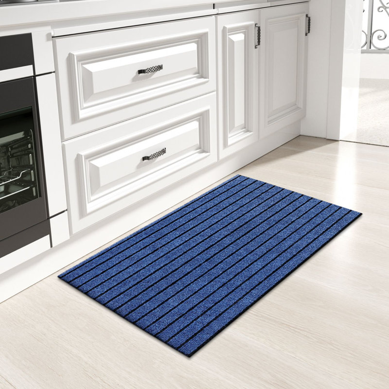 Tapis de cuisine Danyielle, Bleu, Tapis de couloir 1 pi 5 po x 4 pi 11 po