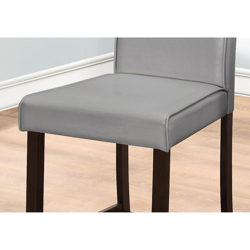 Chaises de salle à manger à hauteur de comptoir de 2, revêtement gris avec pieds en bois brun, siège et dossier confortables pour la cuisine, 2 chaises d'apparence transitionnelle, revêtement en tissu, cuisine de chambre confortable, moderne