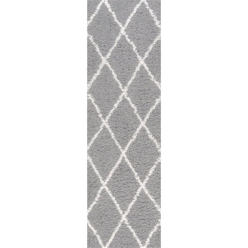 Babich Performance Silver/White Shag Rug, Runner 2'3" x 7'3"
